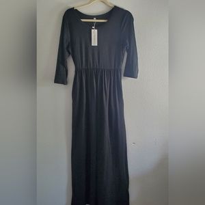 NWT Long Black Long Sleeve Maxi Comfort Womans Dress Size Small  New With Tags